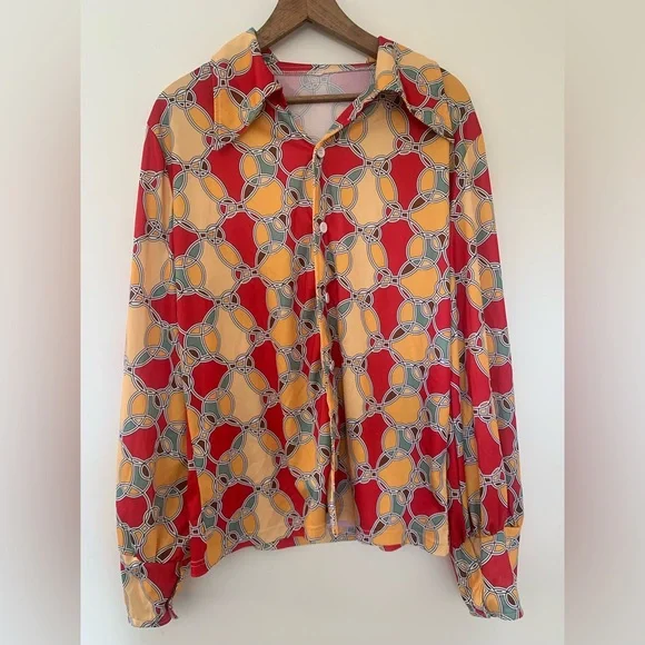 Vintage 70s polyester disco shirt - Picture 2 of 5